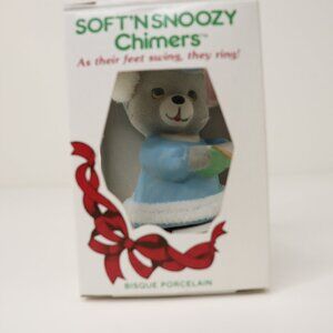 Vintage Christmas Ornament Holiday Soft and Snoozy Chimers Bisque Porcelain